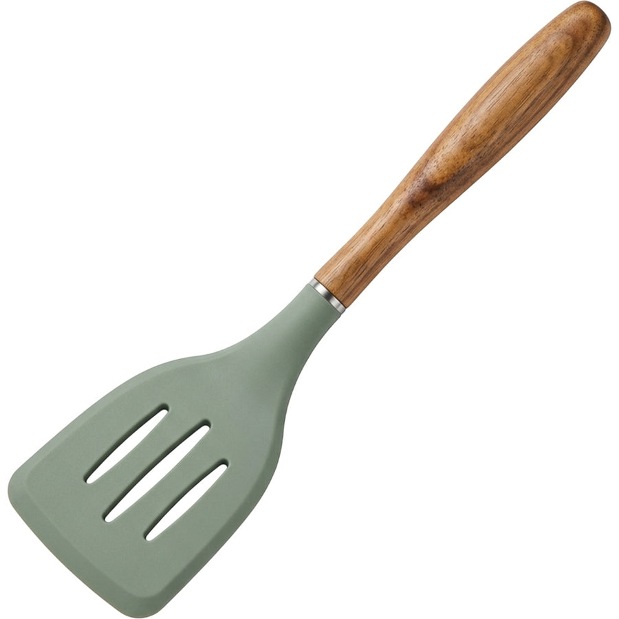 Oracas Slotleaf Wood-Handle Silicone Slotted Turner 13 in Sage