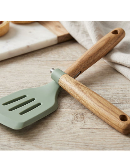 Oracas Wood Handle Silicone Slotted Turner Sage 12.2 in