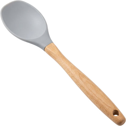 Oracas Wood Handle Silicone Spatula Spoon Gray 11.8 in
