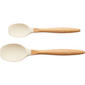 Oracas Wood Handle Silicone Spoonula Set Cream 2 Piece